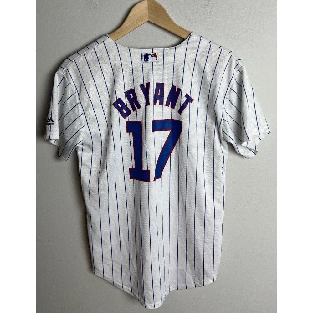 Majestic Chicago Cubs Kris Bryant 17 Pinstripe Jersey Youth L 14/16 Collectible - Picture 2 of 6